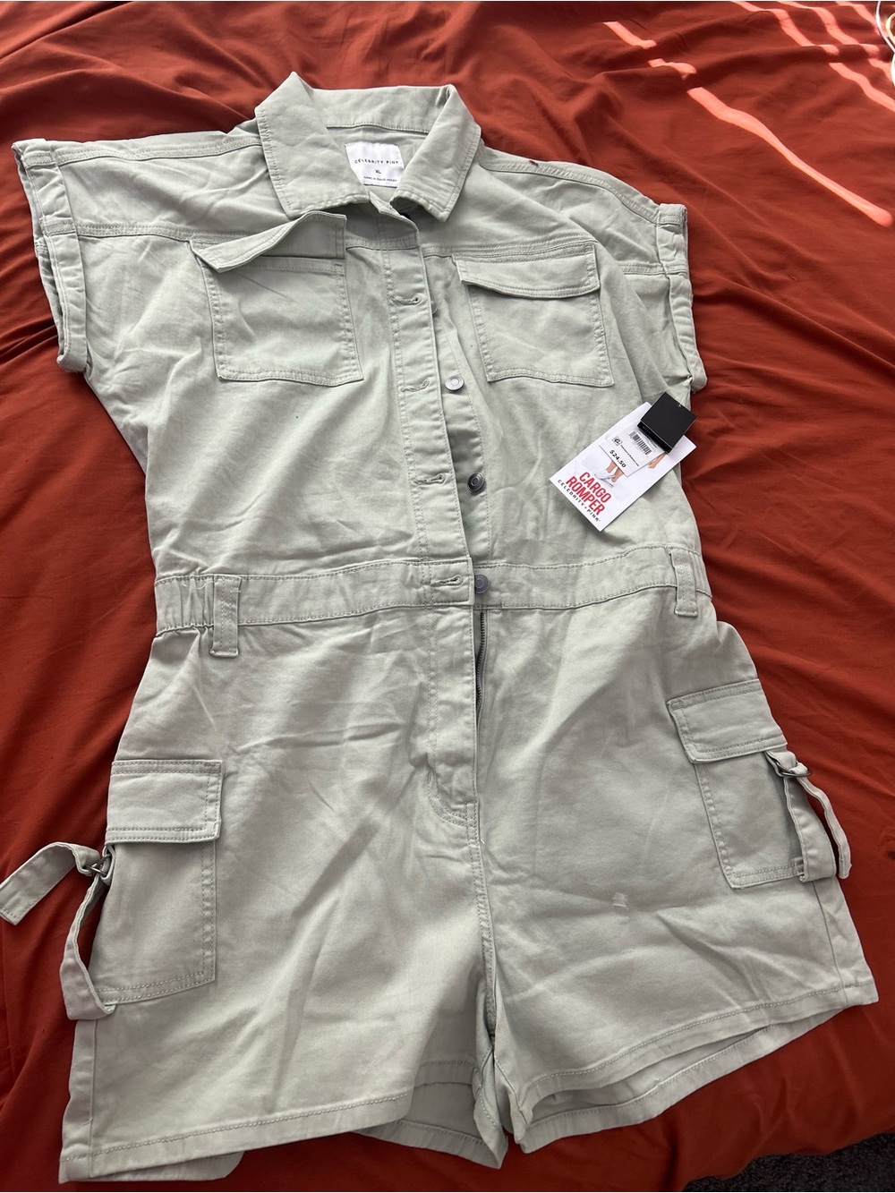 Cotton On Sage Green Short-Sleeve Cargo Romper